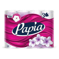 Бумага туалетная Papia ''Балийский Цветок'', 3-слойная, 12шт., ароматизир., фиолет. тиснение, белая 50