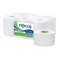 Бумага туалетная Focus Eco Jumbo, 1 слойн, 200м/рул., тиснение, белая 5050784
