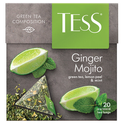 Чай TESS ''Ginger Mojito'' зеленый с ароматом мяты, цедрой лимона, имбирем, 20 пирамидок по 1,8 г, 078