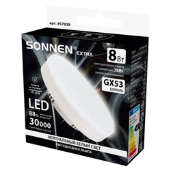Лампа светодиодная SONNEN EXTRA, 8 (70) Вт, GX53, таблетка, нейтральный белый, 30000 ч, LED 8W-4000-