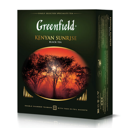 Чай GREENFIELD ''Kenyan Sunrise'' черный кенийский, 100 пакетиков в конвертах по 2 г, 0600-09