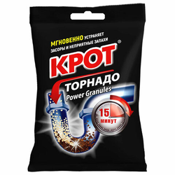 Средство для прочистки канализационных труб в гранулах 90 г, КРОТ ''Торнадо'', 4000014